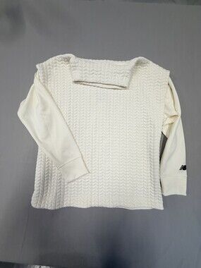 New Balance Quilted Pullover Size M White NB Logo Made in Thailand